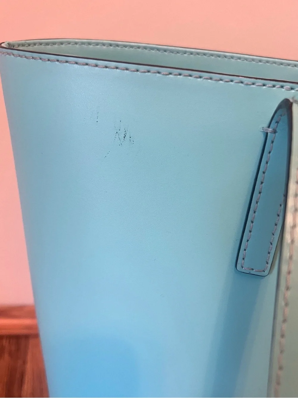 kate spade Turquoise Leather Tote with Logo Charm